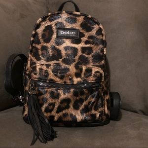 Bebe Los Angeles Mini Leopard Backpack Purse